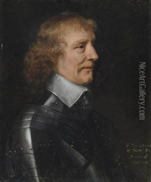 Portrait Of Sir James Hamilton Of Bancrieff (?), Bust-length, In Armour Oil Painting - Sir Anthony Van Dyck