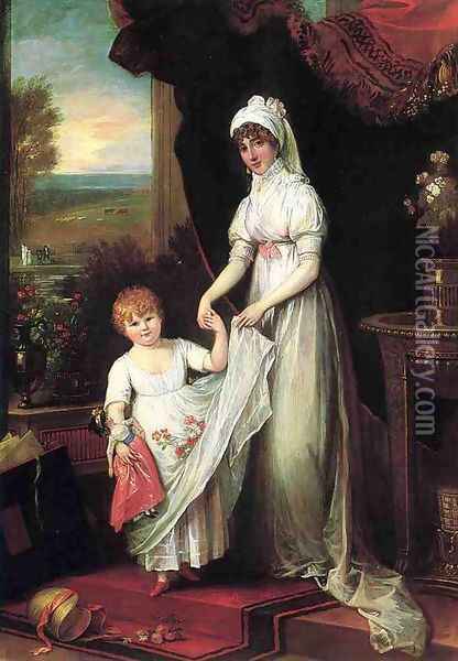 Mrs Thomas Keyes and Her Daughter Oil Painting - Benjamin West