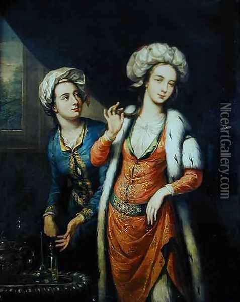 Portrait of a Lady thought to be Lady Mary Wortley Montagu 1689-1762 Oil Painting - George Knapton