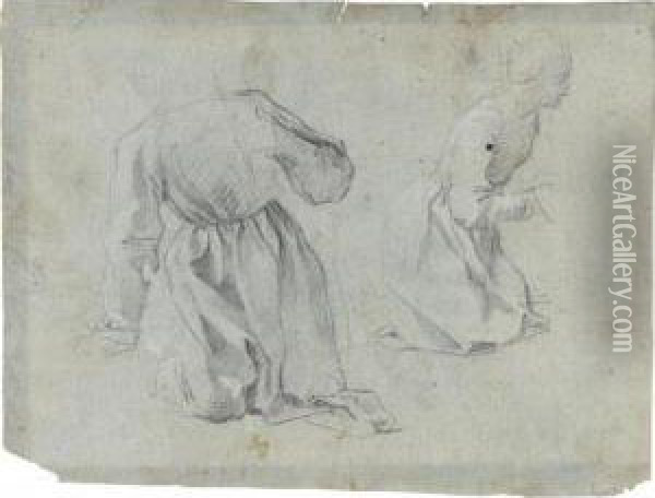 Two Studies Of A Kneeling Woman Verso Oil Painting - Francesco Vanni