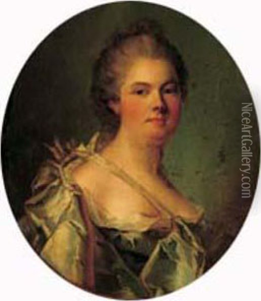 Portrait De La Carabillon, De La Famille De Mathan Oil Painting - Louis Richard Fr. Dupont De Montfiquet
