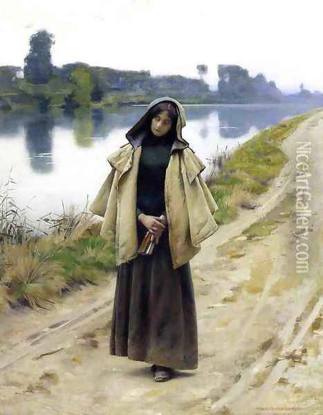 Girl by a Path Oil Painting - Charles Sprague Pearce