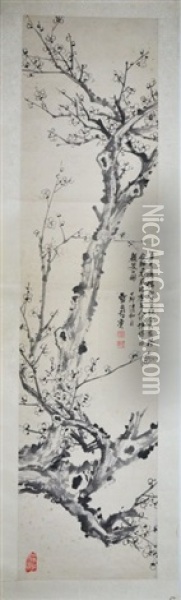 A Framed Chinese Painting Of Plum Blossom Oil Painting -  Peng Yulin
