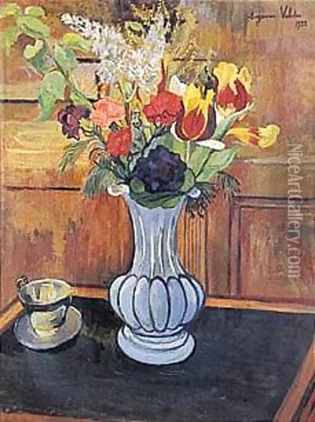 Bouquet De Fleurs Et Tasse Oil Painting - Suzanne Valadon