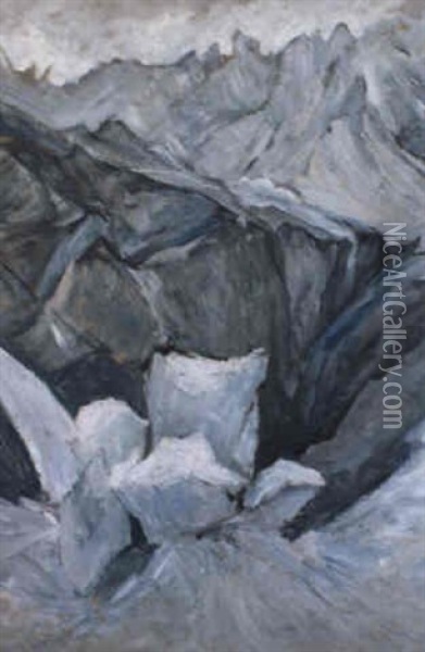 Glacier De Saas Fee Oil Painting - Ernest Bieler
