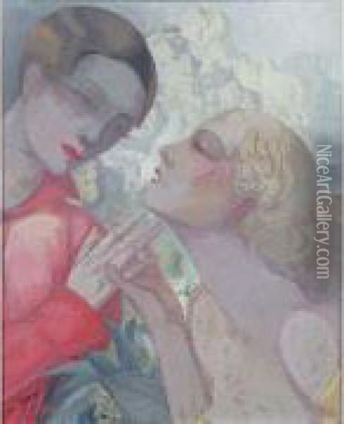 <les Deux Amies>. Oil Painting - Georges de Feure