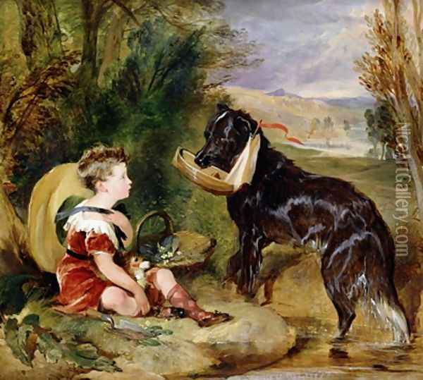 Hours of Innocence Lord Alexander Russell son of the 6th Duke of Bedford with his dog Oil Painting - Sir Edwin Henry Landseer