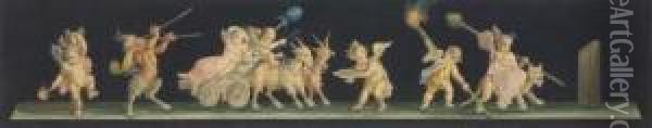 Putti Driving A Chariot Drawn By Goats Oil Painting - Michaelangelo Maestri