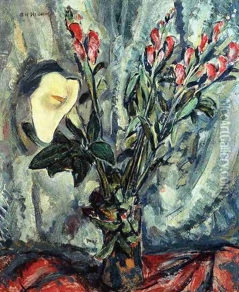 Floral Still Life with Calla Lily Oil Painting - Alfred Henry Maurer