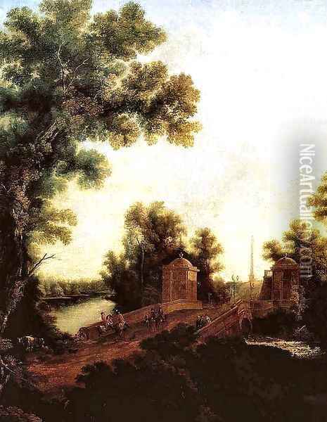 Stone Bridge in Gatchina near Constable Square Oil Painting - Semen Fedorovich Shchedrin