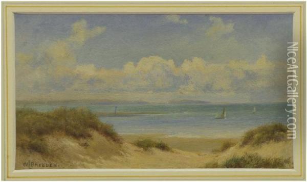 Sand Dunes, North Wales. Oil On Canvas. Signed Measures 5 X 8Â¾ Inches. Oil Painting - Walter Lawrence Breeden