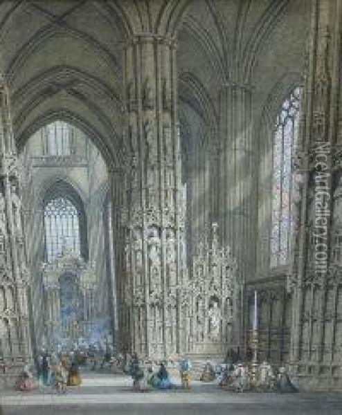 Burgos Cathedral Spain Oil Painting - Henry Schaffer