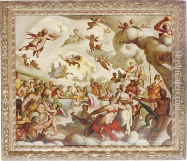 The Feast Of The Gods Oil Painting - Jacob Adriaensz Backer