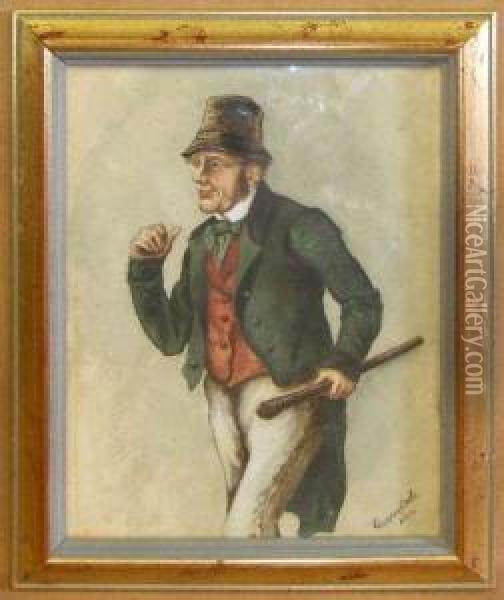 An Irishman Holding A Shillelagh Oil Painting - George Marshall Mather