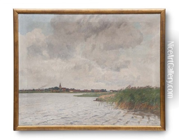 Blick Auf Schwaan Unter Wolkenverhangenem Himmel Oil Painting - Franz Bunke