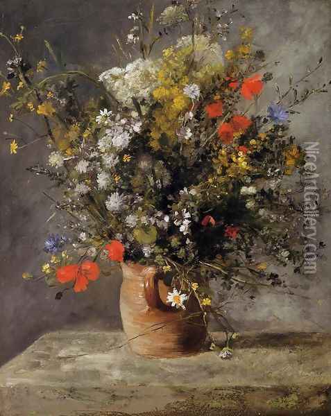 Flowers In A Vase5 Oil Painting - Pierre Auguste Renoir