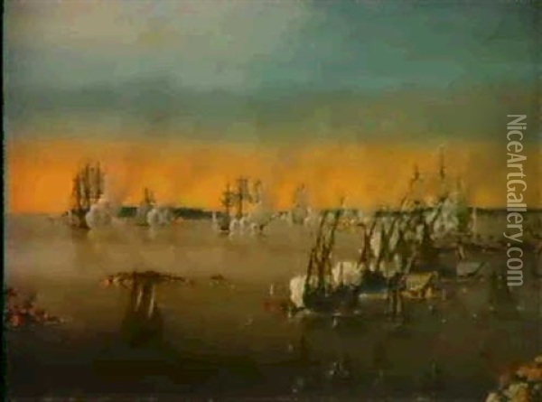 Drabbning Vid Porkala 1789 Oil Painting - Johan Tietrich Schoultz