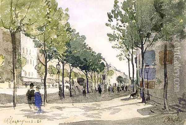 Un boulevard à Paris Oil Painting - Henri-Joseph Harpignies
