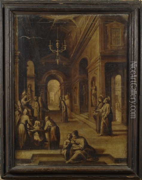 Cristo Al Tempio Oil Painting - Ilario Casolani