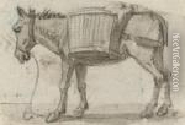Study Of A Donkey Oil Painting - Paul Sandby