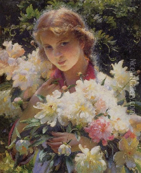 Peonies Oil Painting - Charles Courtney Curran