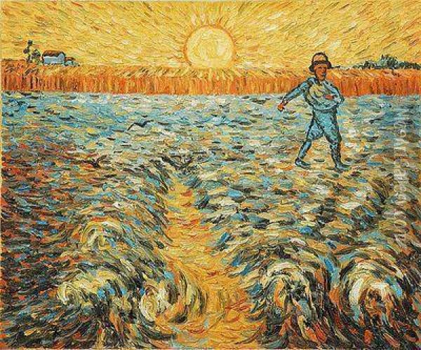 Sower With Setting Sun Oil Painting - Vincent Van Gogh