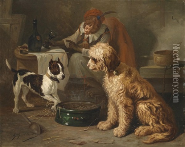 Eine Kleine Mahlzeit In Der Taverne Oil Painting - Zacharias Noterman