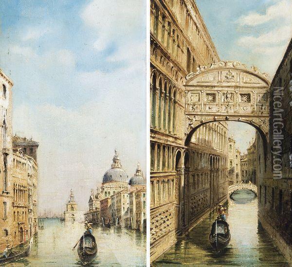 Vue Sur Le Canal Grande A Venise Oil Painting - Antonietta Brandeis
