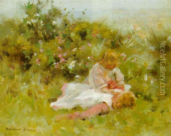 Children Resting After Play Oil Painting - William Marshall Brown