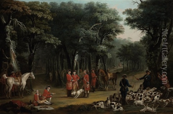 The Hunting Party Of Louis-philippe I, Duc D'orleans, In The Ile-de-france Oil Painting - Jacques Bertaux