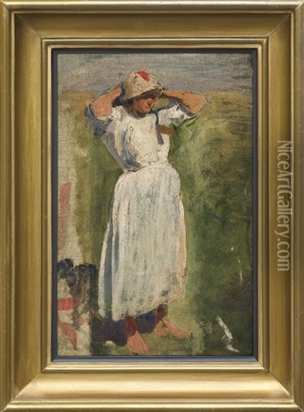 Girl From Bronowice Oil Painting - Wlodzimierz Tetmayer