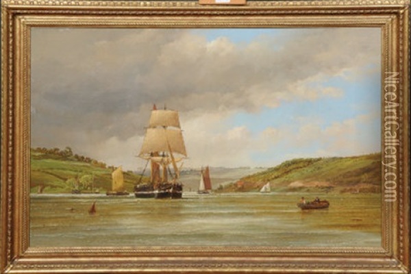 Shipping In A West Country Oil Painting - Arthur Wilde Parsons