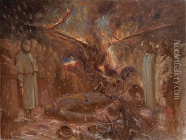 A Soldier's Death Oil Painting - Henri Farre