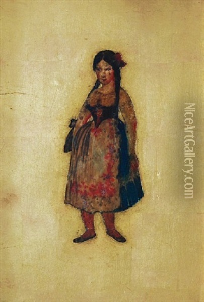 A Girl Oil Painting - Mikolas Ales