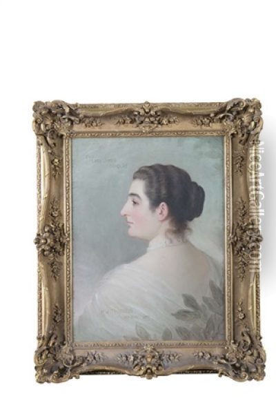 Portrait Of Lady James Douglas (nee Hennessey) In Profile Oil Painting - Henry Jones Thaddeus