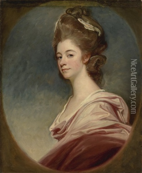 Portrait Of Lady Emilia Kerr (1756-1832), Half-length Oil Painting - George Romney