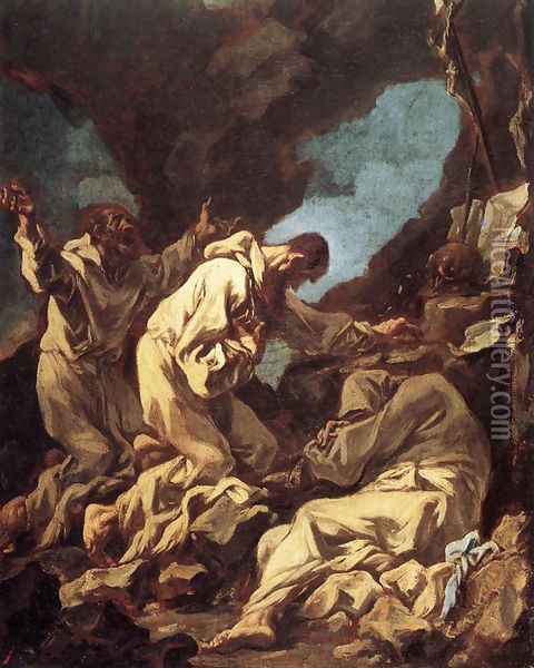 Three Camaldolite Monks at Prayer (Tre monaci camaldolesi in preghieri) Oil Painting - Alessandro Magnasco