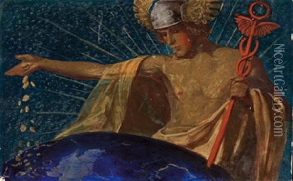 Hermes Als Gott Der Geschicklichkeit Und List Oil Painting - Alfons Siber