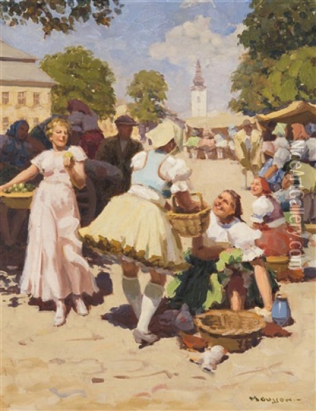 At The Market Oil Painting - Tivadar Jozef Mousson