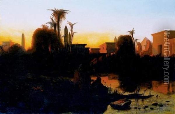 Au Bord Du Nil Oil Painting - Jean Adrien Guignet