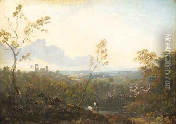 An Italianate landscape Oil Painting - Richard Wilson