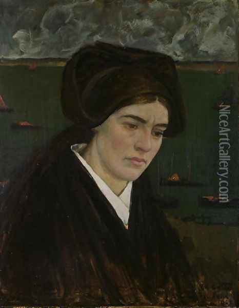 Young Woman at Ile de Sein, 1909 Oil Painting - Charles Cottet