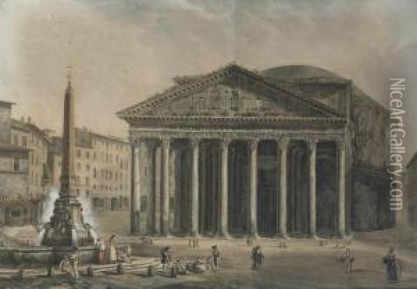 The Pantheon, Rome Oil Painting - Abraham Louis R. Ducros