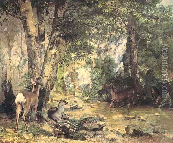 Shelter of the Roe Deer at the Stream of Plaisir-Fontaine, Doubs Oil Painting - Gustave Courbet