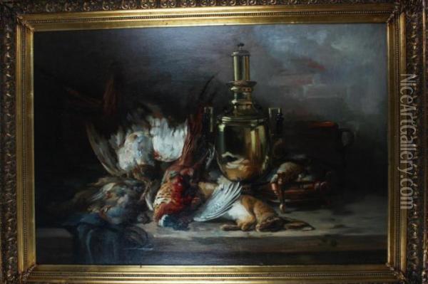 Jagdliches Stillleben Mit Samowar Oil Painting - Gabriel Edouard Thurner