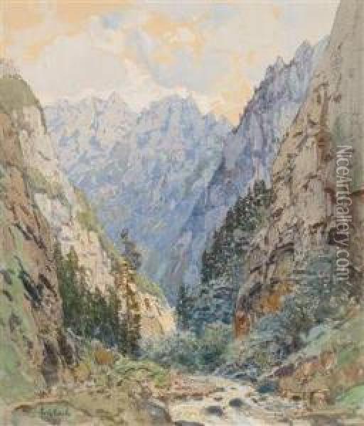 Blick Ins Weissenbachtal Oil Painting - Fritz Lach