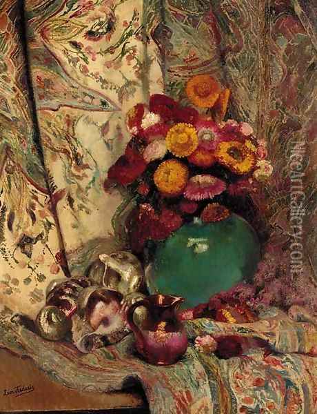 Coquillages et fleurs Oil Painting - Leon Frederic