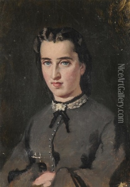 Portrait Von Jda Fischer, Der Spateren Frau Von Louis Plattel, Roggwil Oil Painting - Frank Buchser
