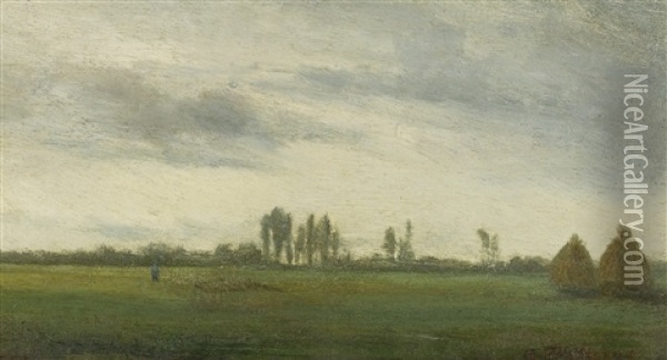 Paysage Avec Troupeau De Moutons Et Meules Oil Painting - Camille Pissarro