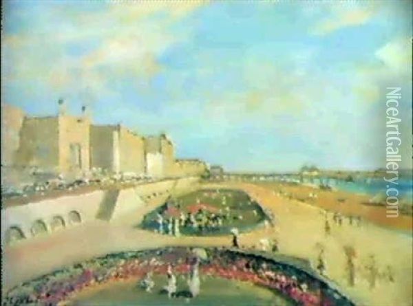 La Plage De Brighton Oil Painting - Jacques-Emile Blanche